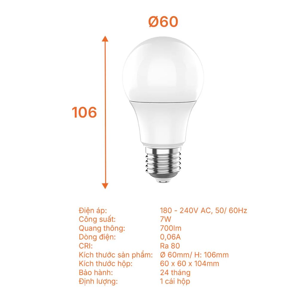 Bóng đèn LED Bulb tròn E27 7W Nanoco NLBL076 / NLBL073 Lite Series