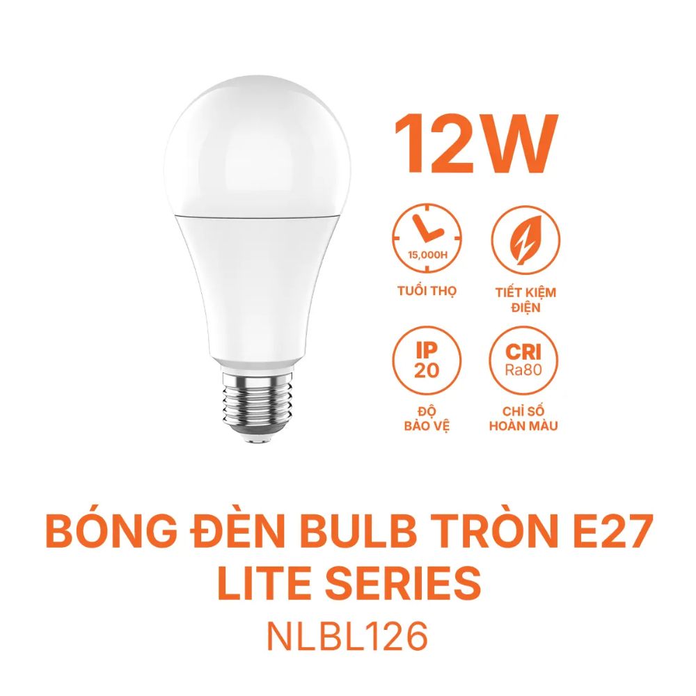 Bóng đèn LED Bulb tròn E27 12W Nanoco NLBL126 / NLBL123 Lite Series