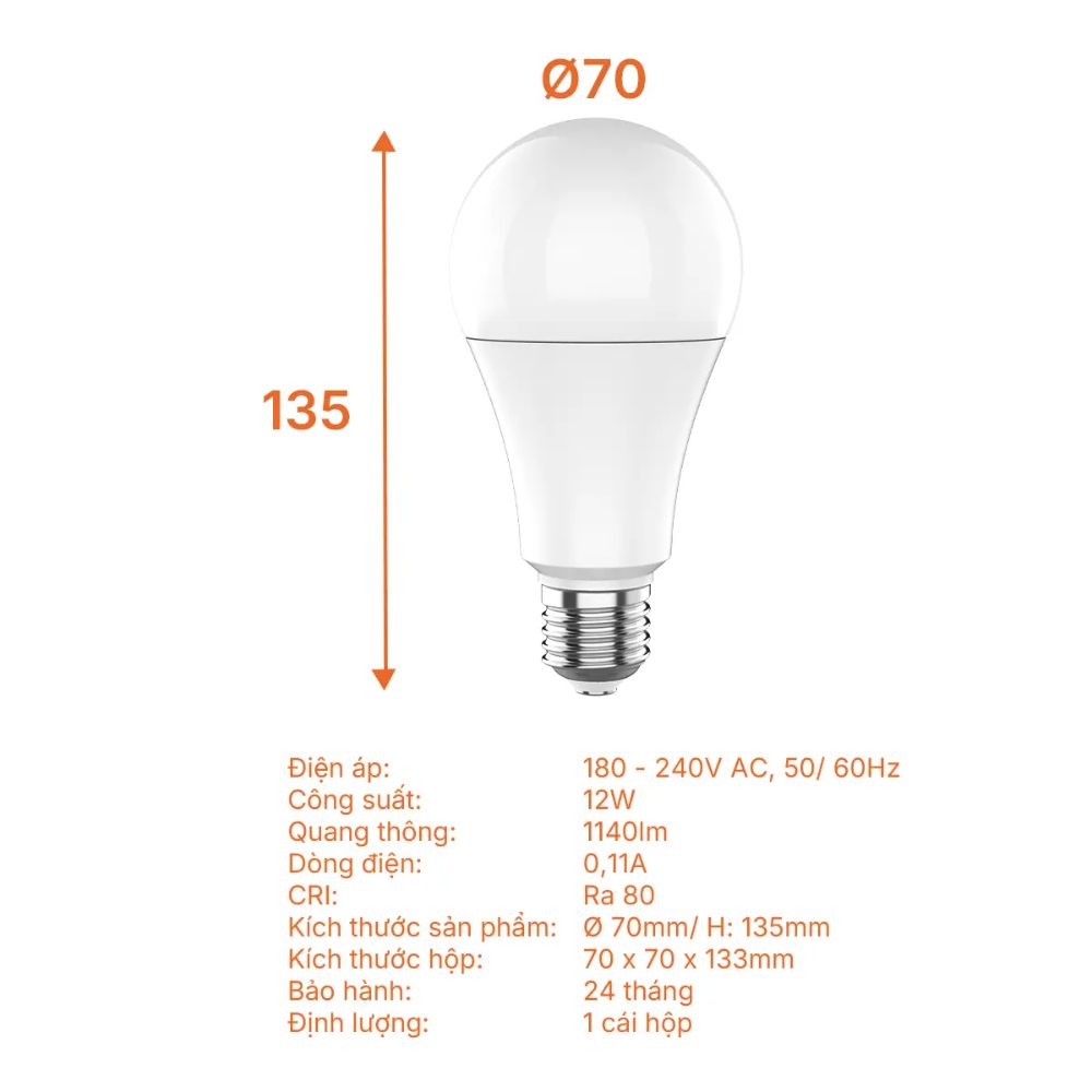 Bóng đèn LED Bulb tròn E27 12W Nanoco NLBL126 / NLBL123 Lite Series
