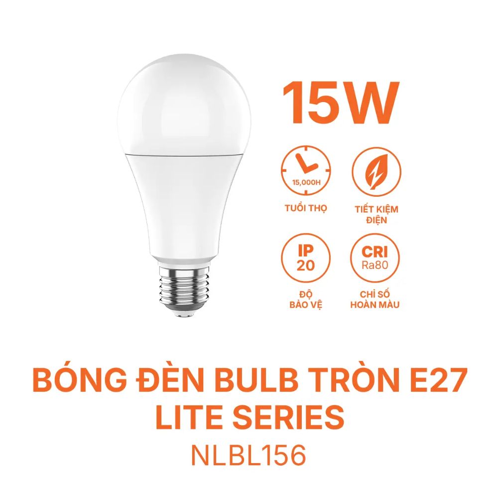 Bóng đèn LED Bulb tròn E27 15W Nanoco NLBL156 / NLBL153 Lite Series
