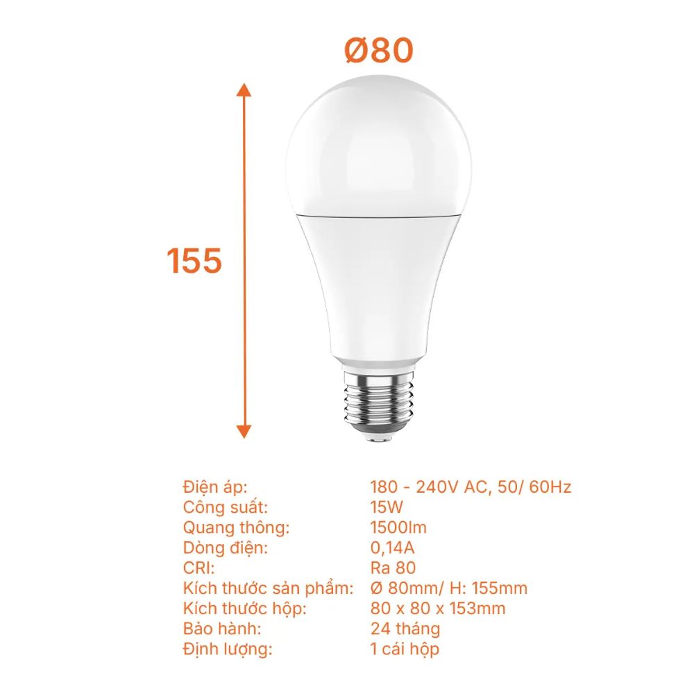 Bóng đèn LED Bulb tròn E27 15W Nanoco NLBL156 / NLBL153 Lite Series