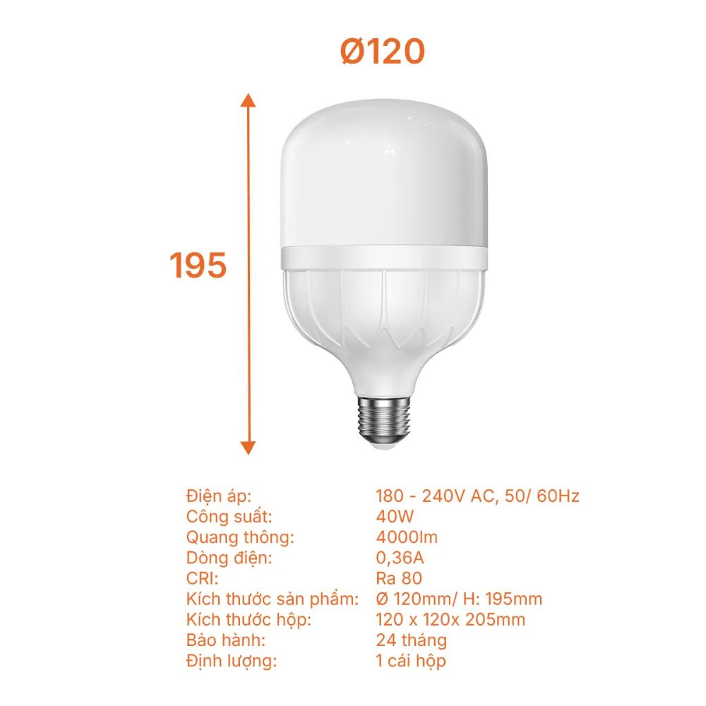 Bóng đèn LED Bulb trụ E27 40W Nanoco NLBL406 / NLBL403 Lite Series