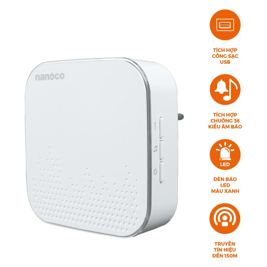 Chuông báo cảm biến không dây kèm chuông điện báo xa Nanoco NJX379-156