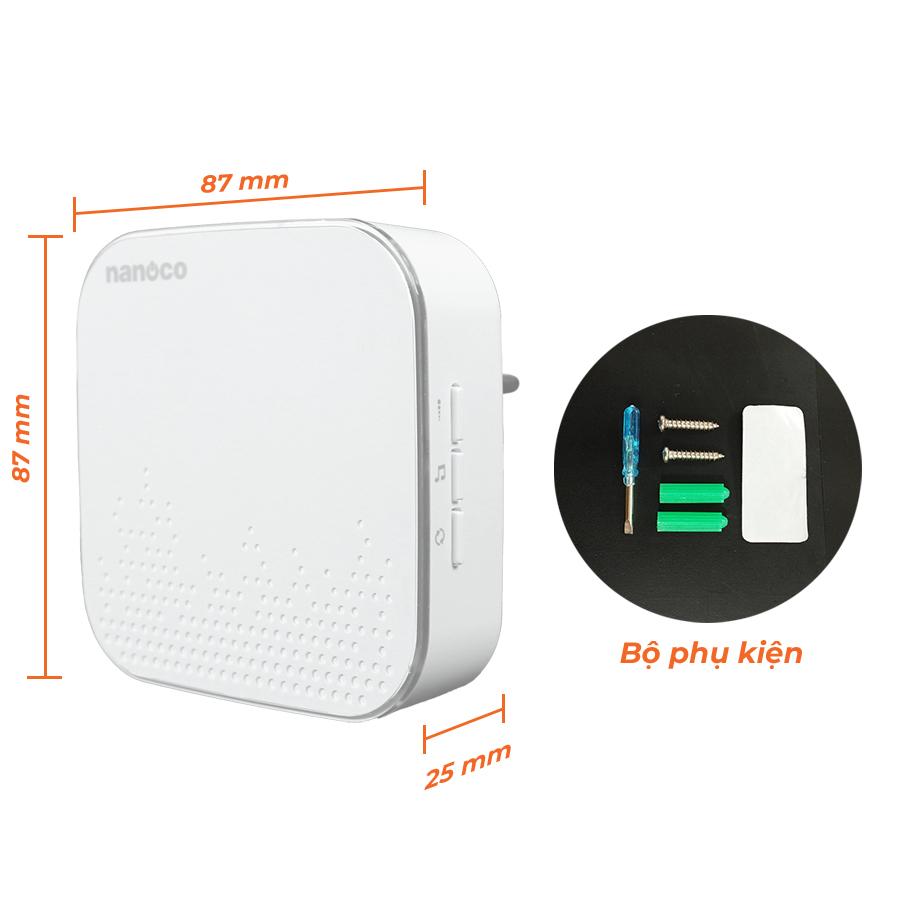 Chuông báo cảm biến không dây kèm chuông điện báo xa Nanoco NJX379-156