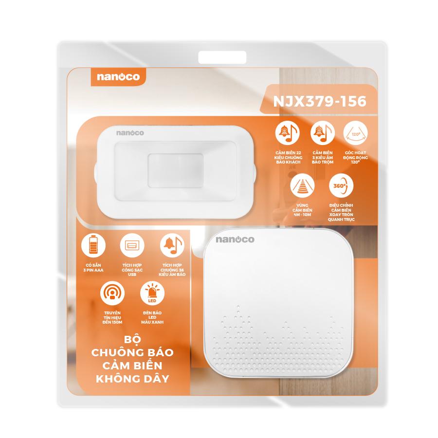 Chuông báo cảm biến không dây kèm chuông điện báo xa Nanoco NJX379-156