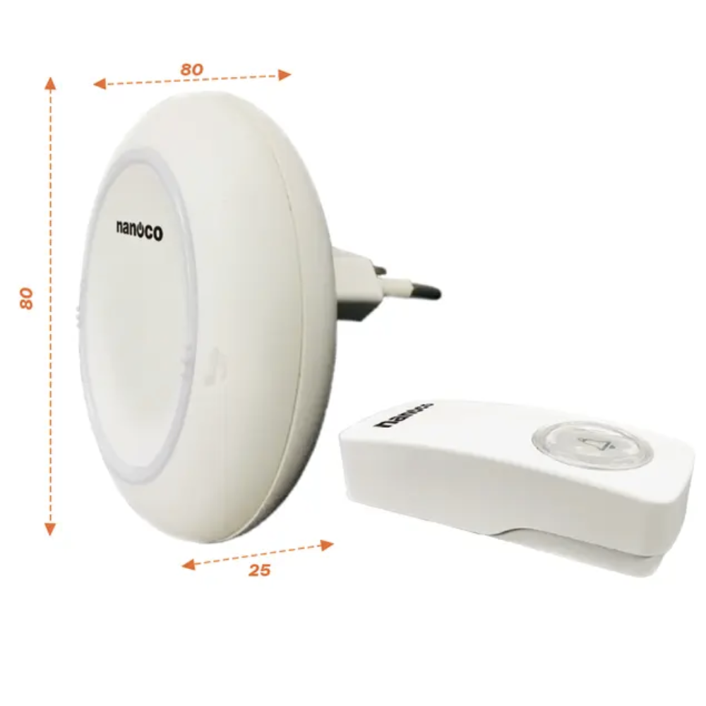 Bộ chuông điện không dây (không dùng pin) Nanoco ND153W/BK