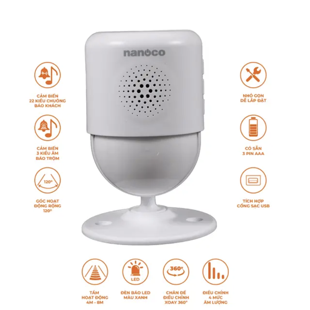 Chuông báo cảm biến không dây Nanoco NJX378