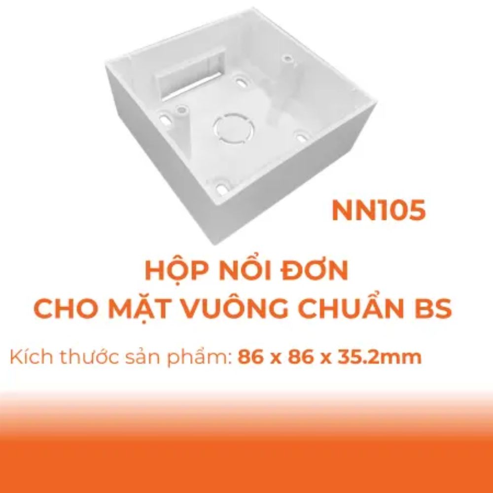 Hộp nổi đơn cho mặt vuông chuẩn BS Nanoco NN105
