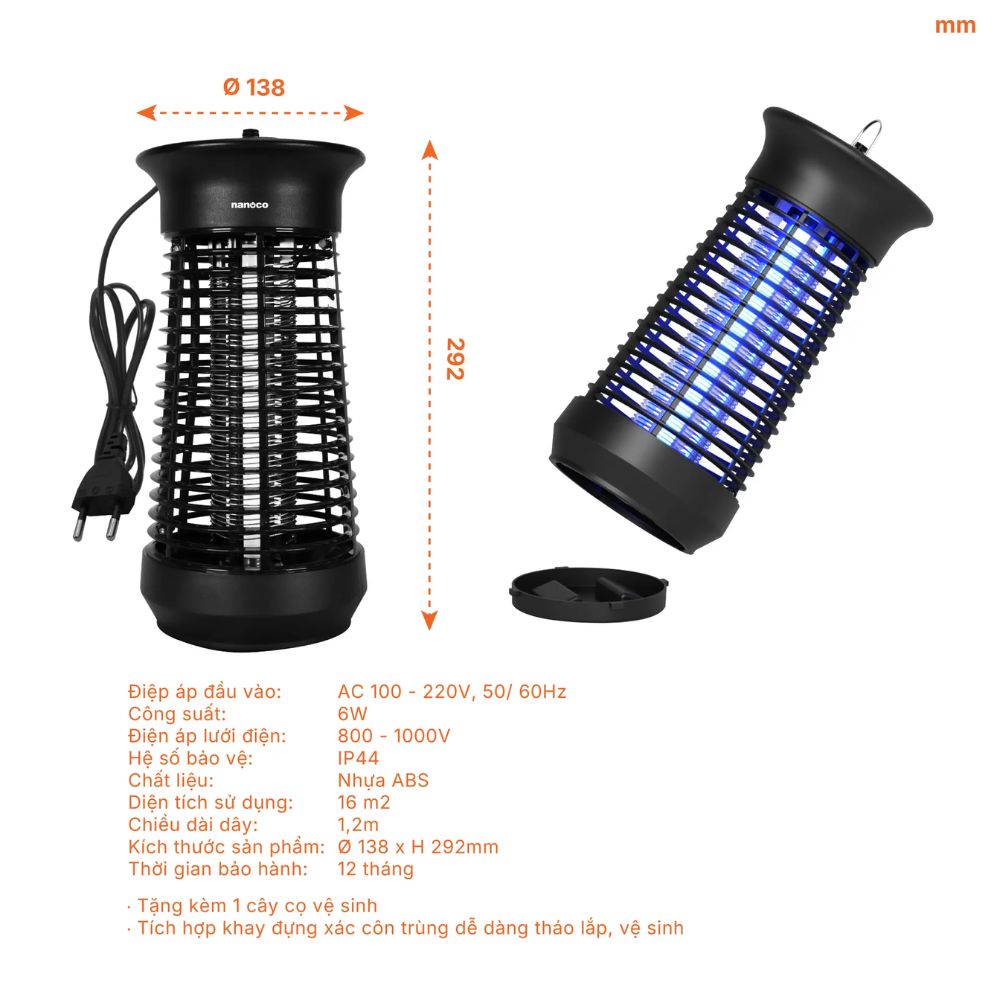 Đèn bắt muỗi Nanoco NML06B