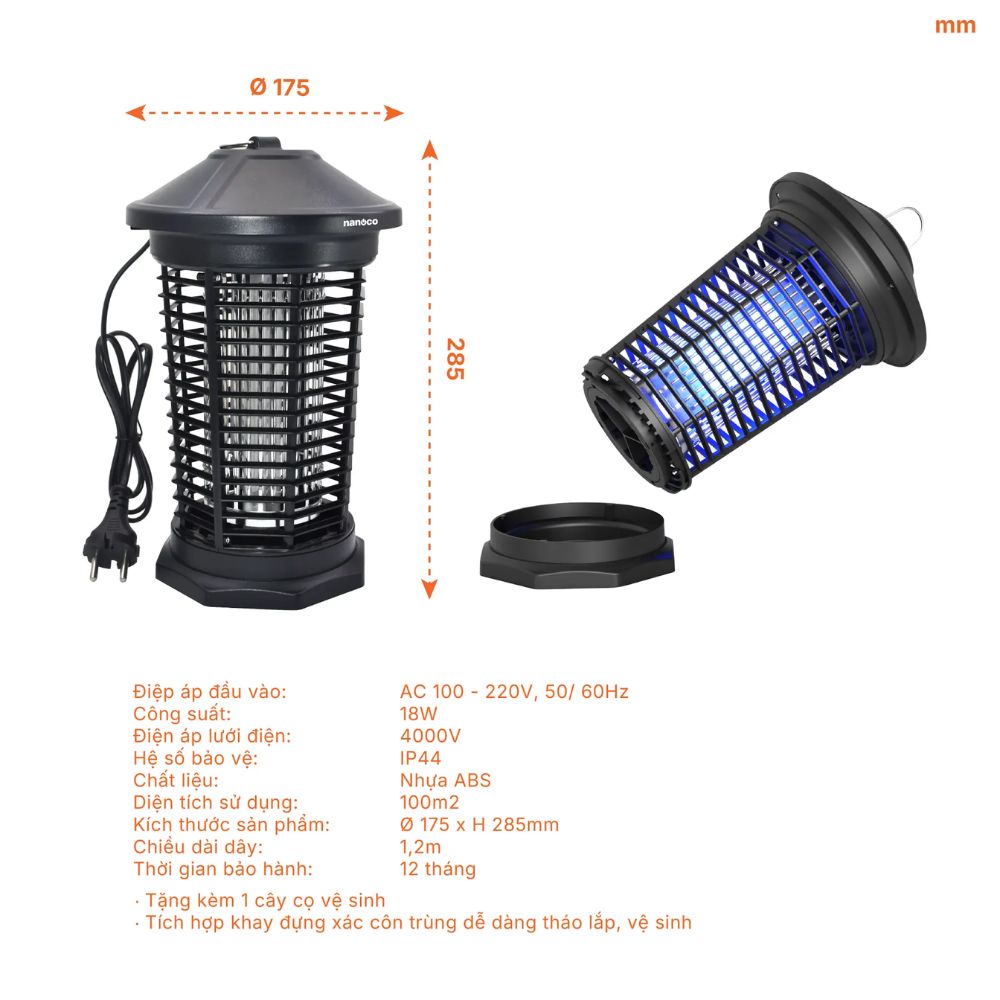 Đèn bắt muỗi Nanoco NML18B1