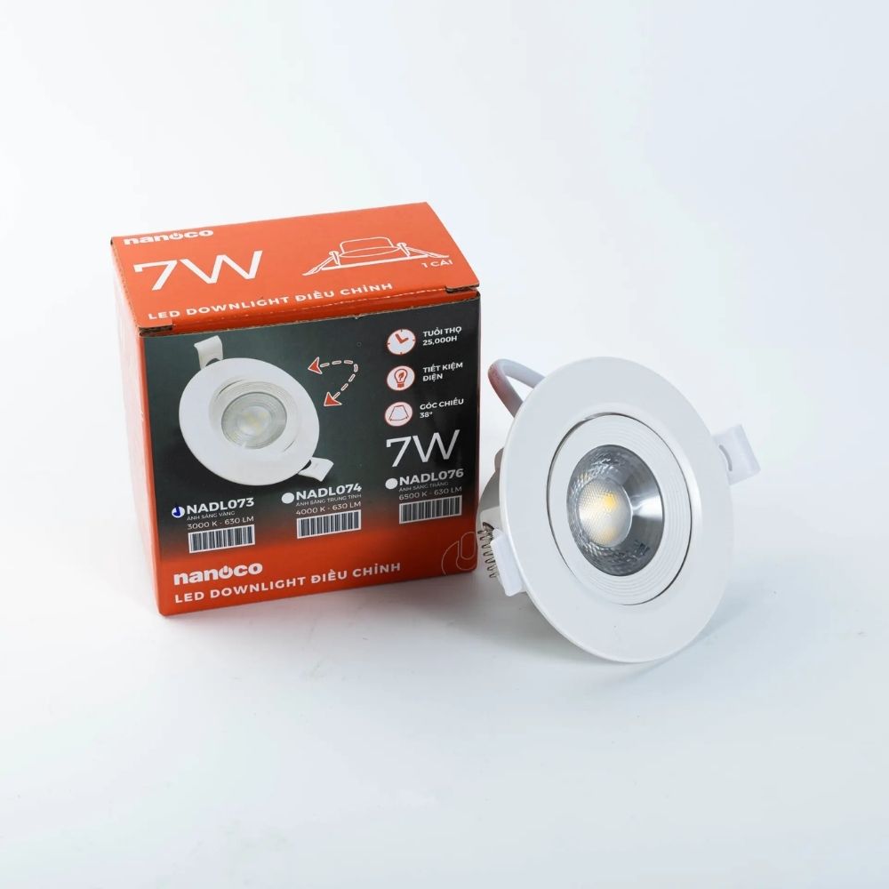 Đèn LED Dowlight chỉnh góc 7W Nanoco NADL07