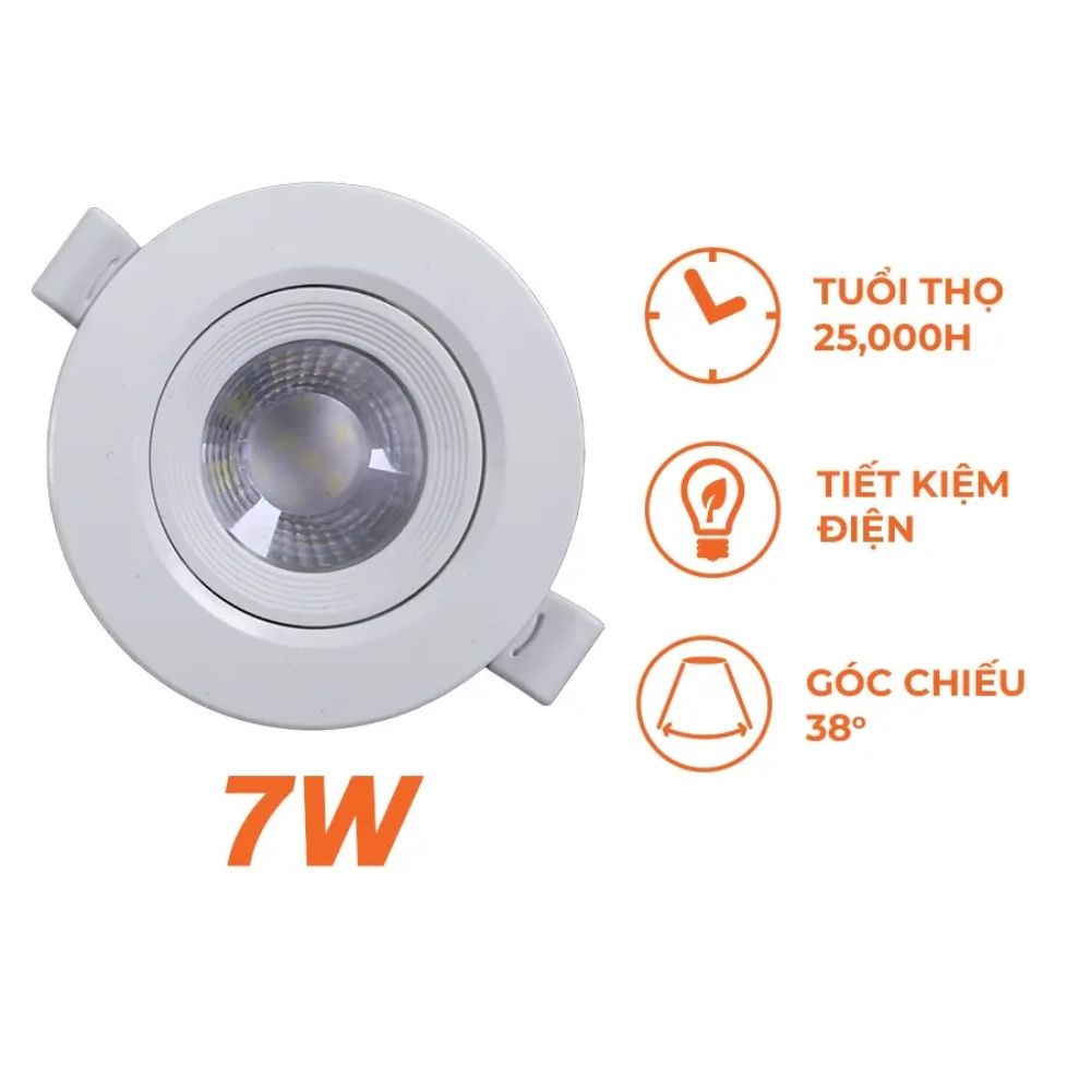 Đèn LED Dowlight chỉnh góc 7W Nanoco NADL07