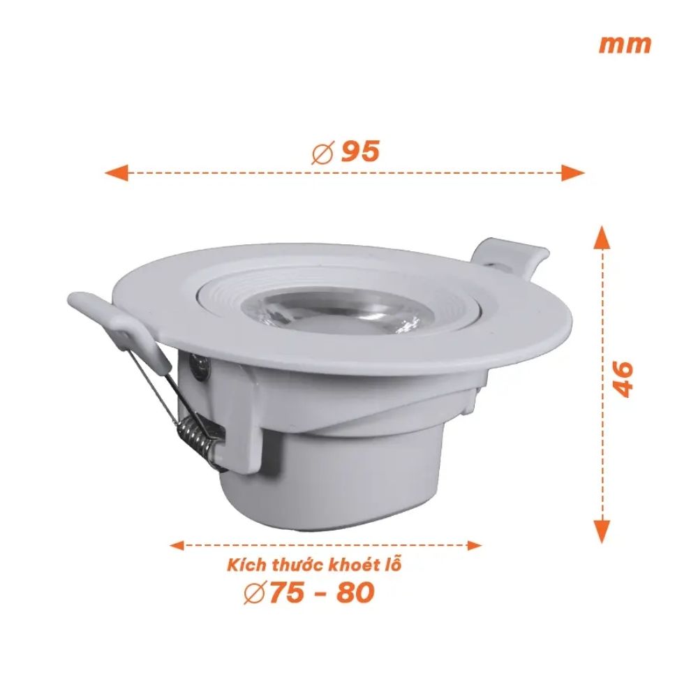 Đèn LED Dowlight chỉnh góc 7W Nanoco NADL07