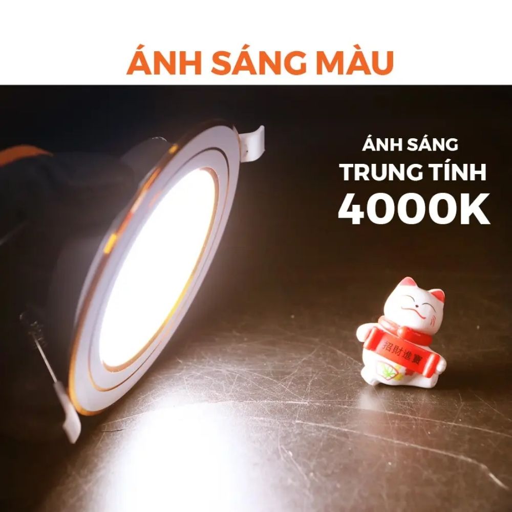 Đèn LED Dowlight 3S Series 12W Nanoco NDL12 viền vàng
