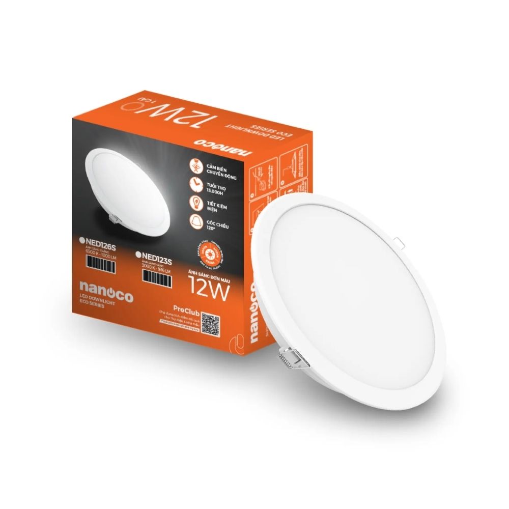 Đèn LED Downlight 12W Nanoco NED123S / NED126S Eco Series