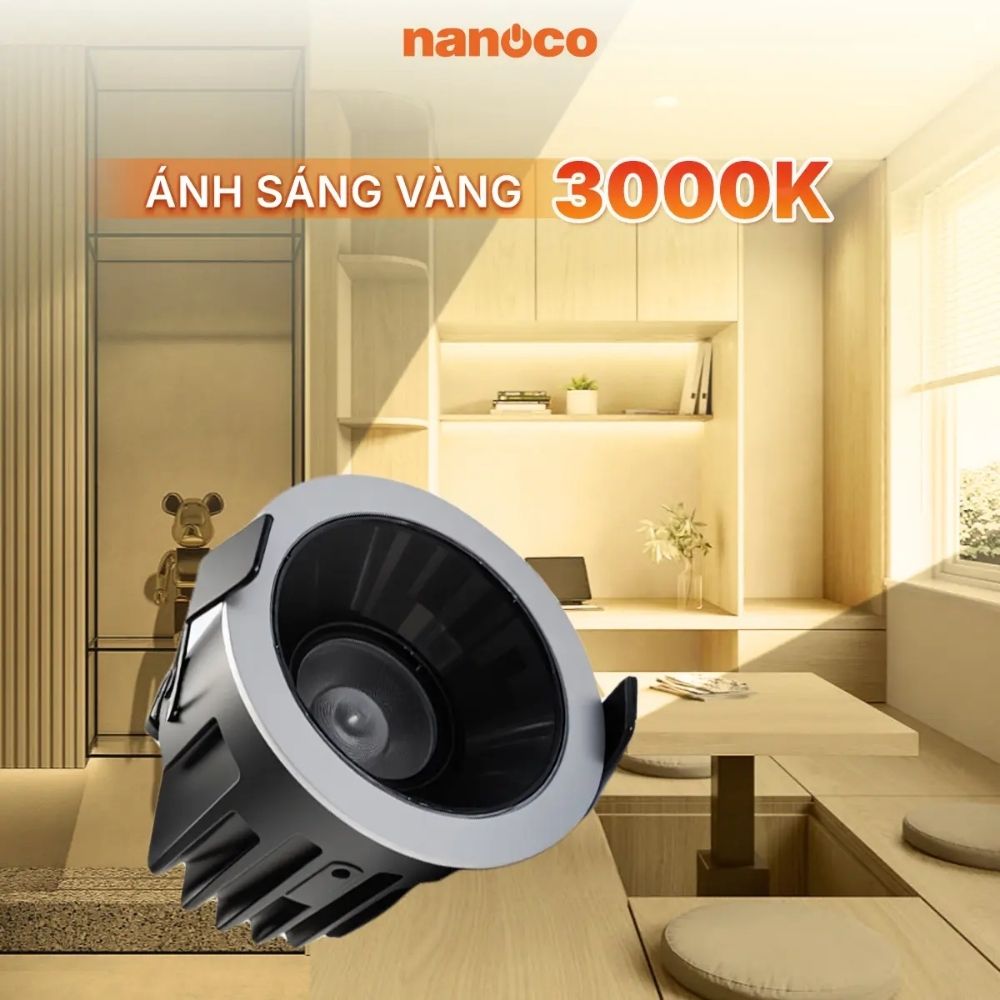 Đèn Spotlight âm trần chóa đen 7W Nanoco NSP07WB