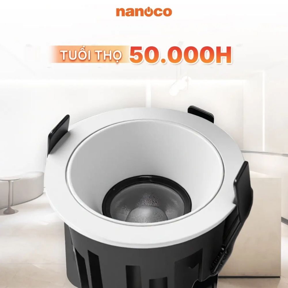 Đèn Spotlight âm trần chóa trắng 7W Nanoco NSP07WW