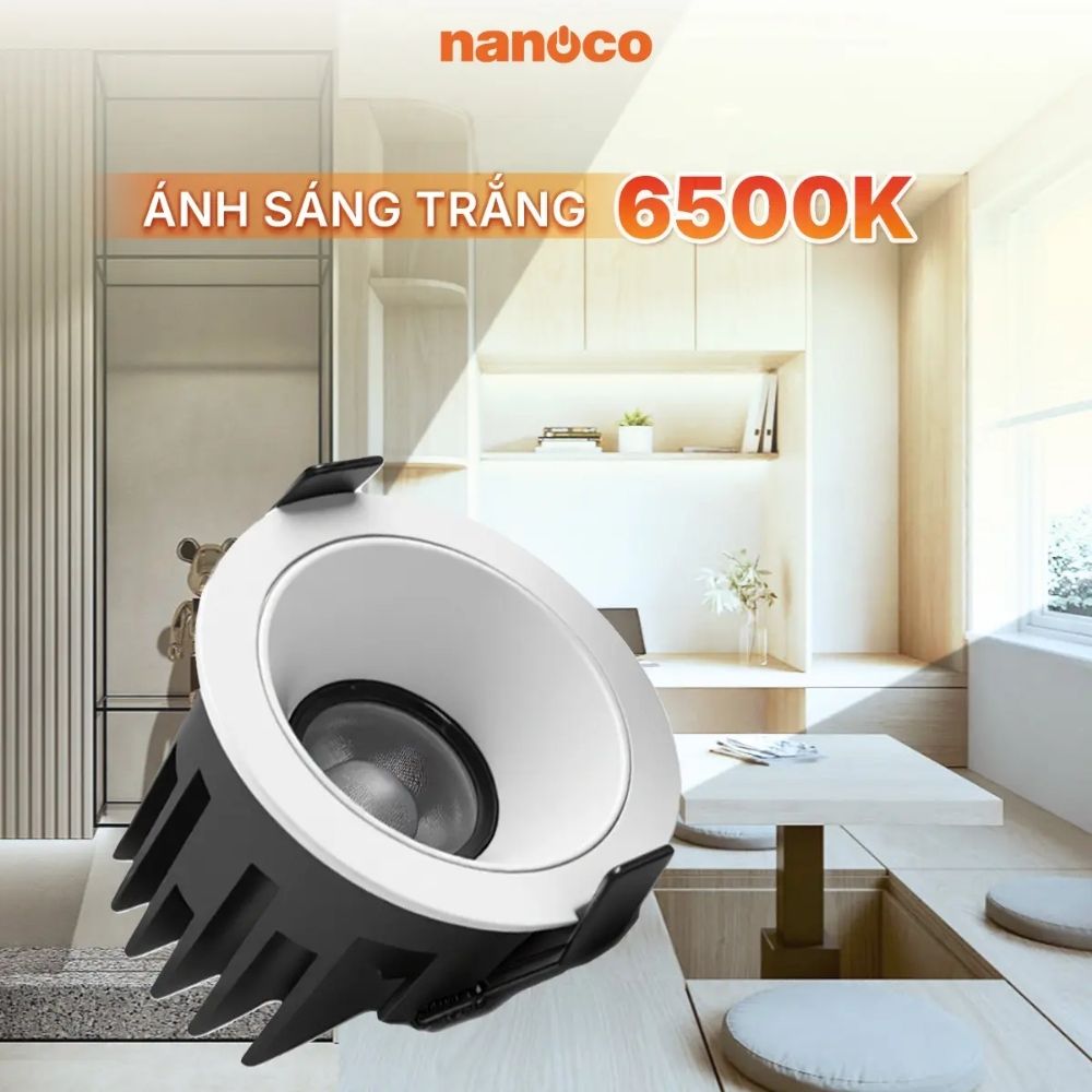 Đèn Spotlight âm trần chóa trắng 7W Nanoco NSP07WW