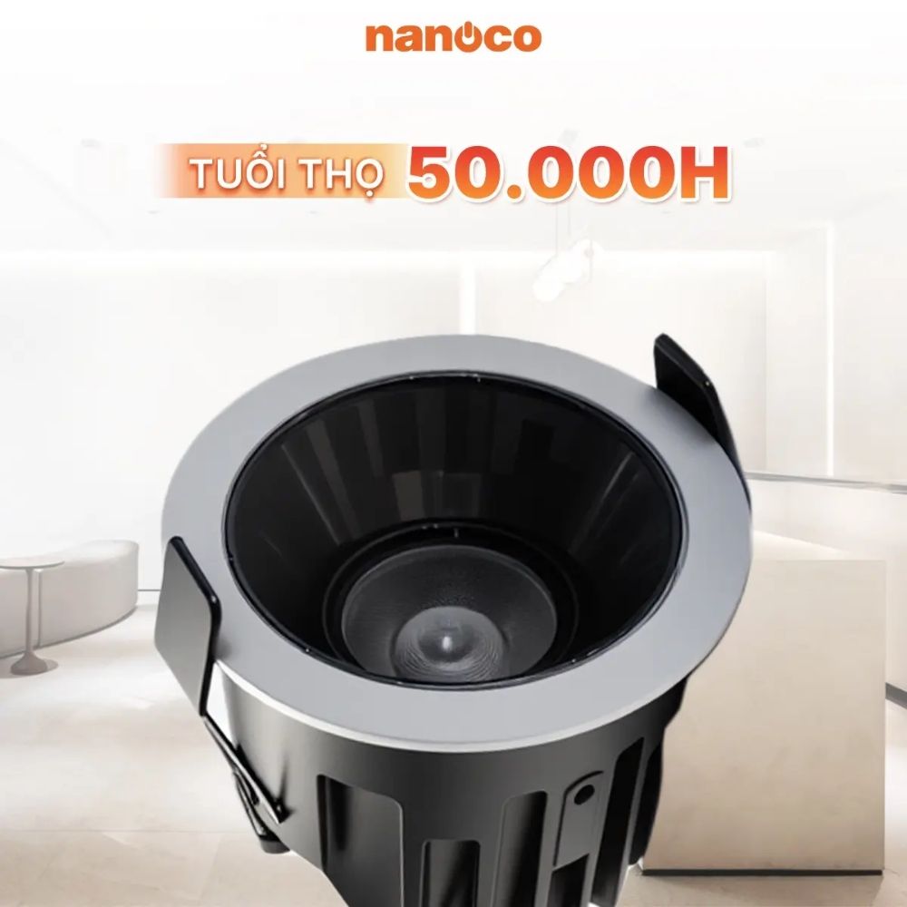 Đèn Spotlight âm trần chóa đen 12W Nanoco NSP12WB