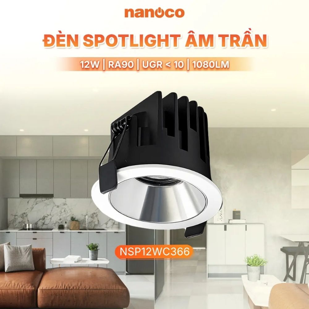 Đèn Spotlight âm trần chóa chrome 12W Nanoco NSP12WC