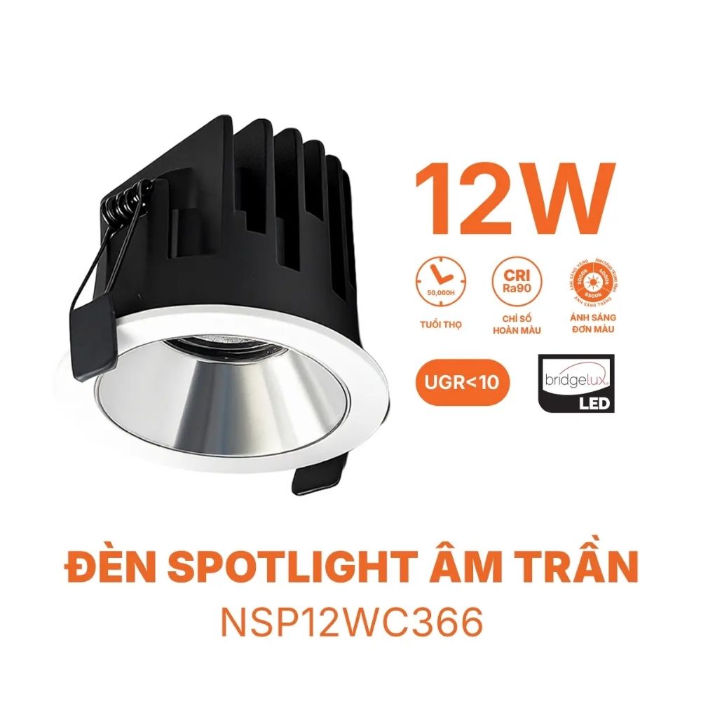 Đèn Spotlight âm trần chóa chrome 12W Nanoco NSP12WC