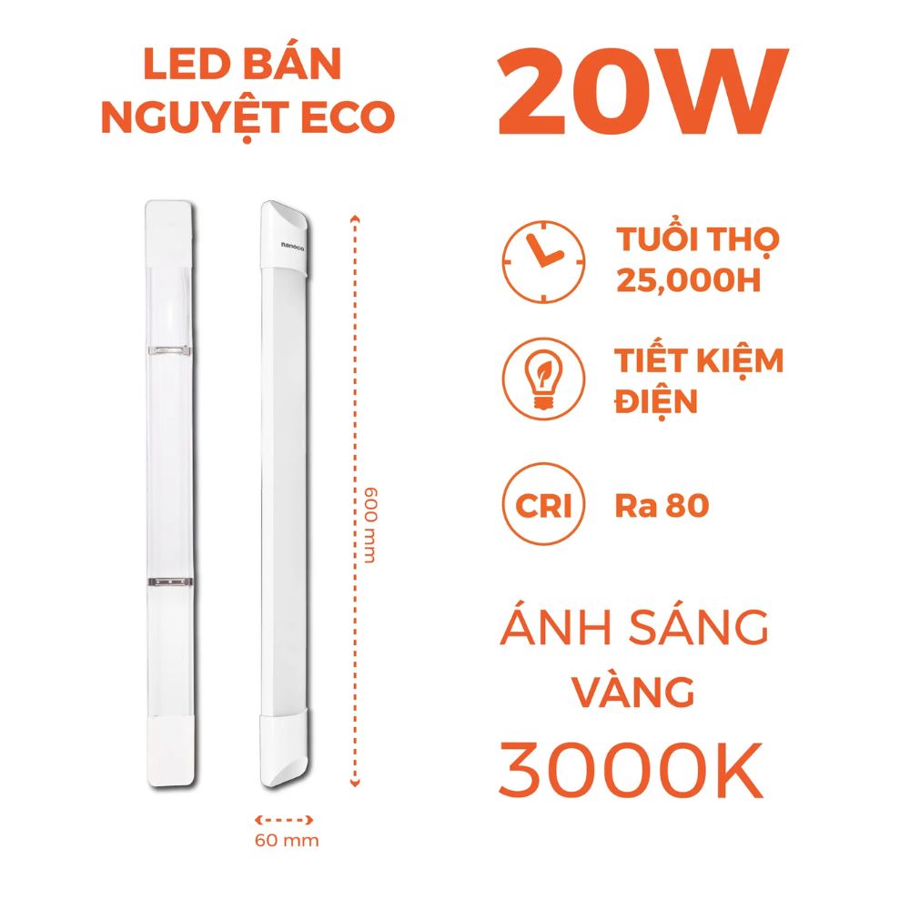 Đèn LED bán nguyệt Eco 20W Nanoco NSHE20