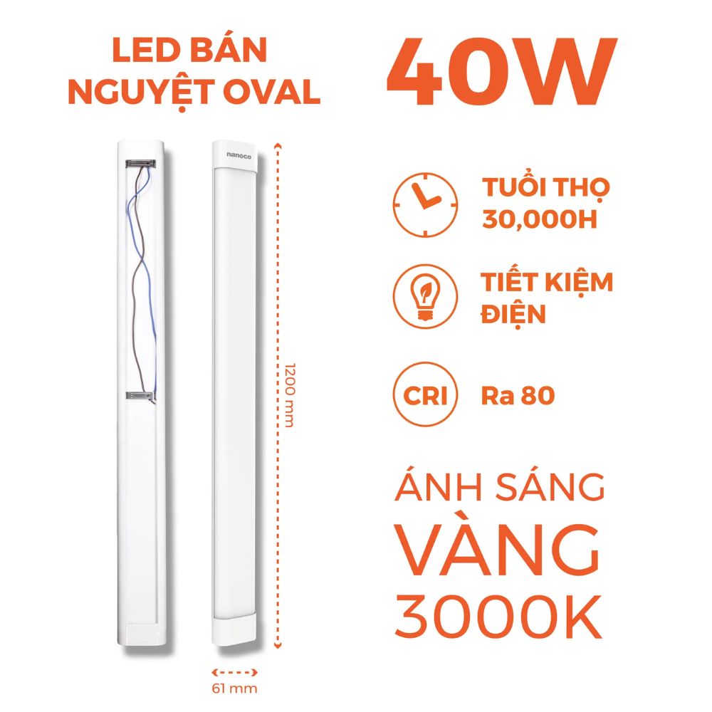 Đèn LED bán nguyệt Oval 40W Nanoco NSHO40