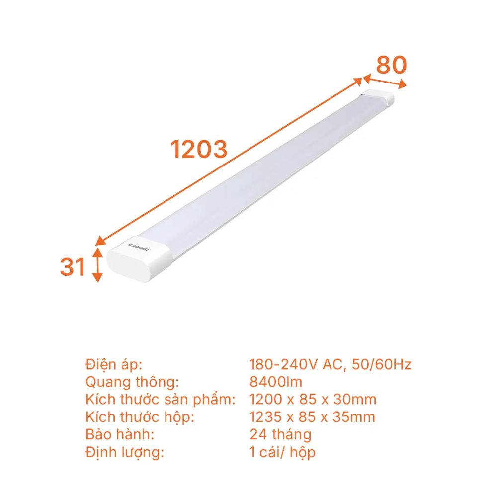 Đèn Led bán nguyệt thân và chóa nhựa PC trắng 70W Nanoco NSHOP
