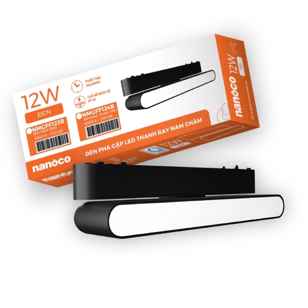 Đèn LED pha gập nam châm 12W Nanoco NMGFF123B / NMGFF124B