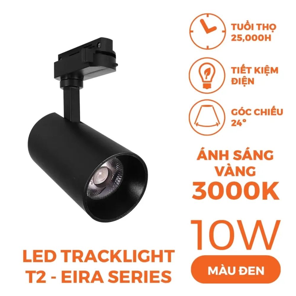 Đèn LED Track Light T2 10W Nanoco NTRE10 Eira Serires màu đen