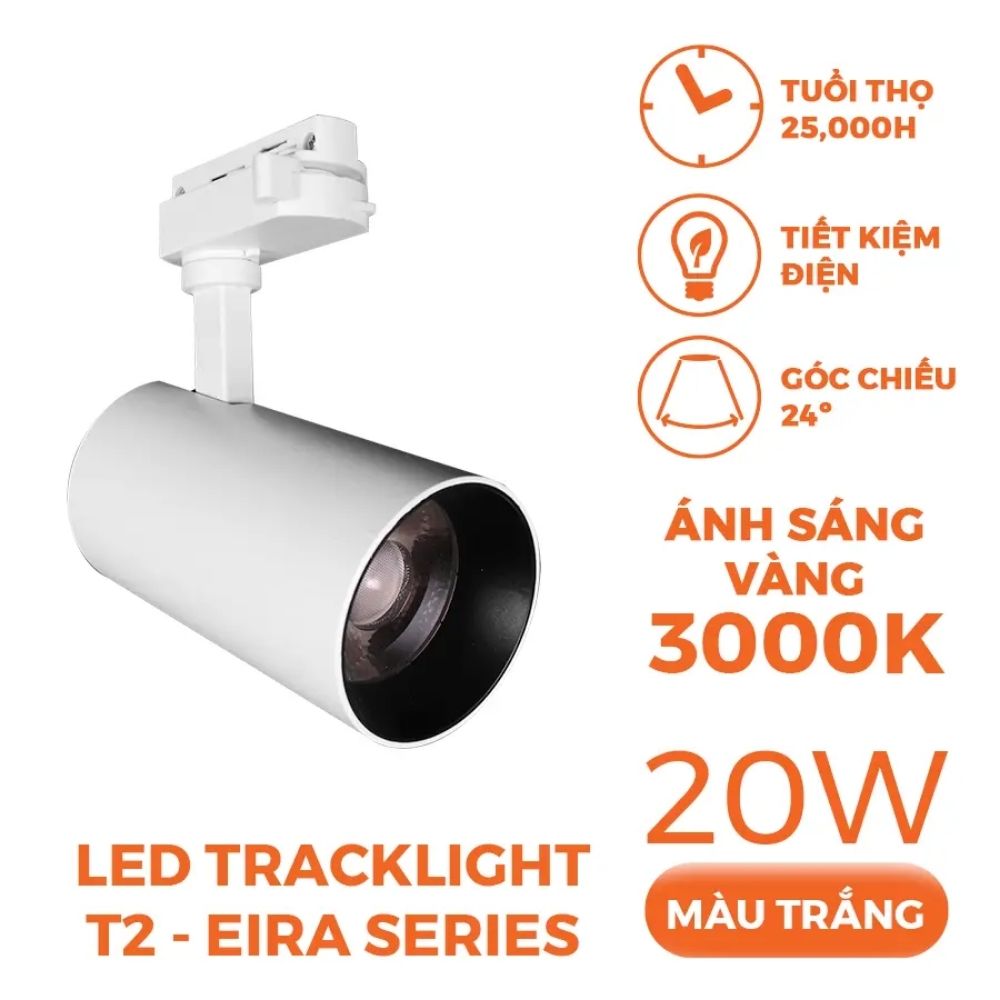 Đèn LED Track Light T2 20W Nanoco NTRE203 Eira Serires màu trắng