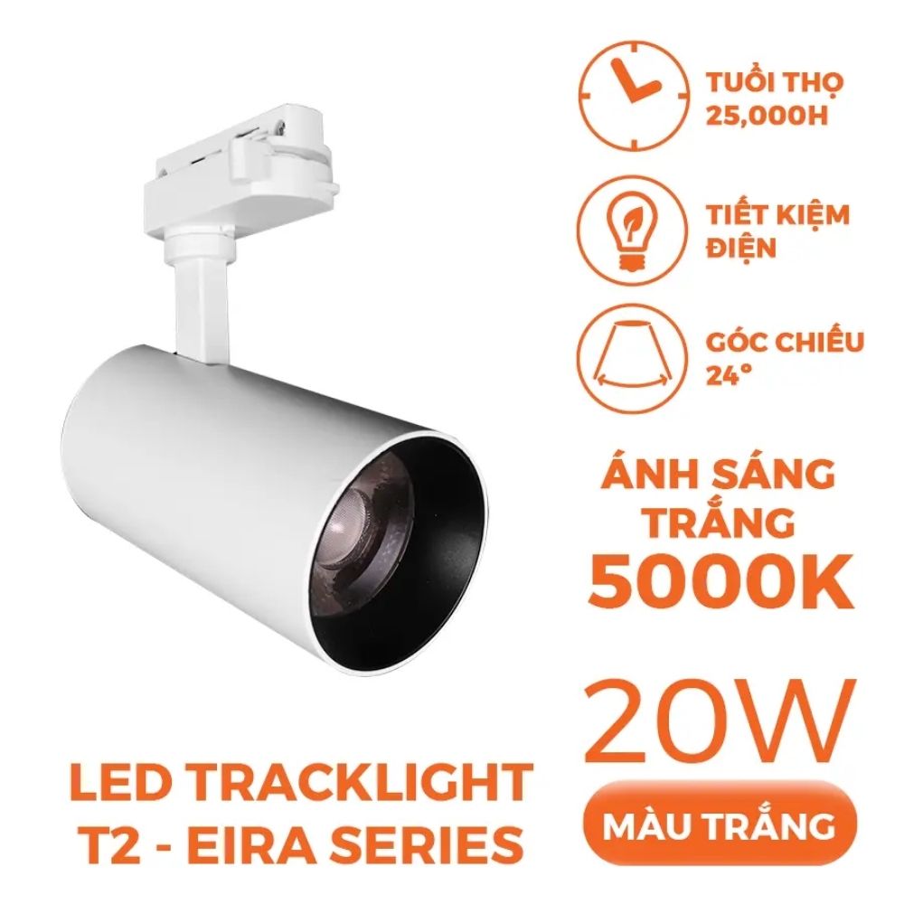 Đèn LED Track Light T2 20W Nanoco NTRE203 Eira Serires màu trắng