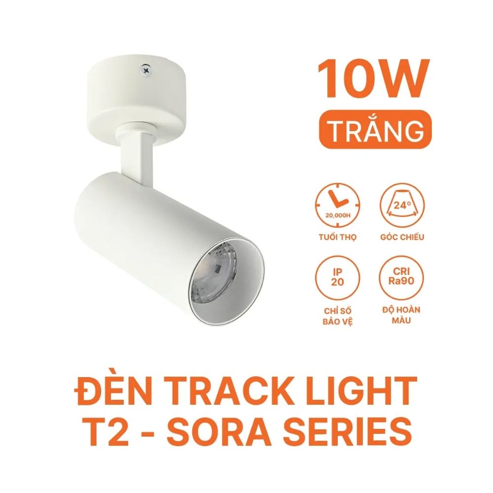 Đèn Track Light T2 10W Nanoco NTRS10 Sora Series màu trắng