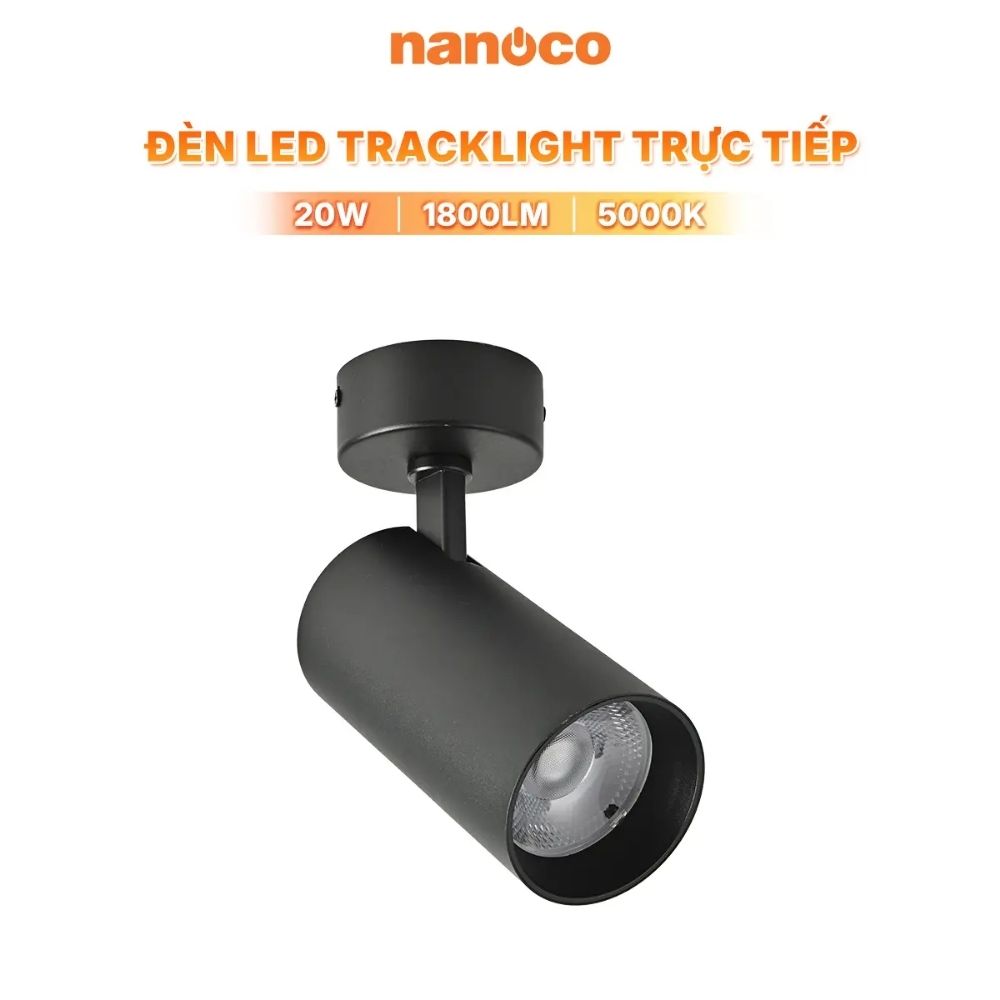Đèn Track Light T2 20W Nanoco NTRS205B Sora Series màu đen
