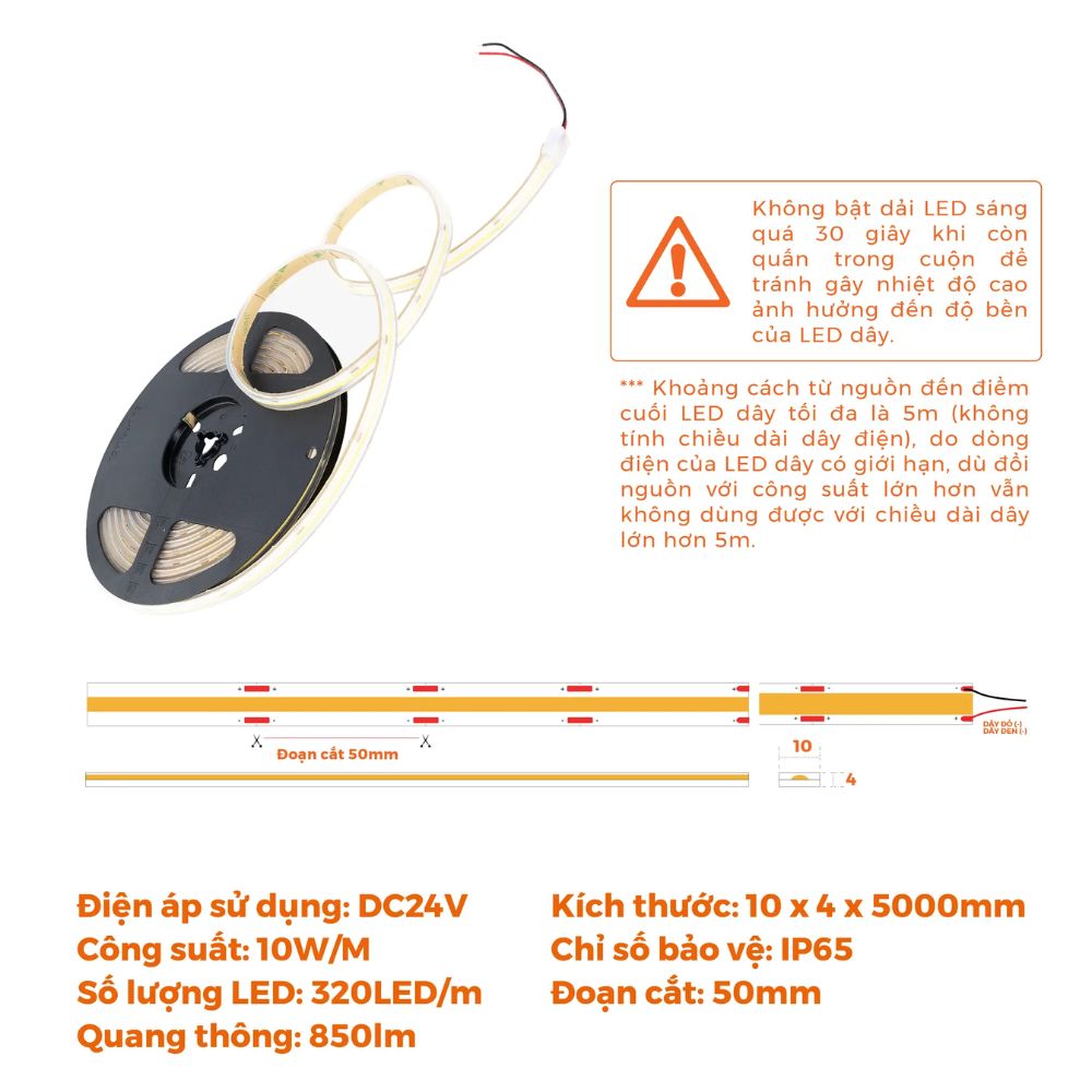 Đèn LED dây COB 10W IP65 Nanoco NSTC320