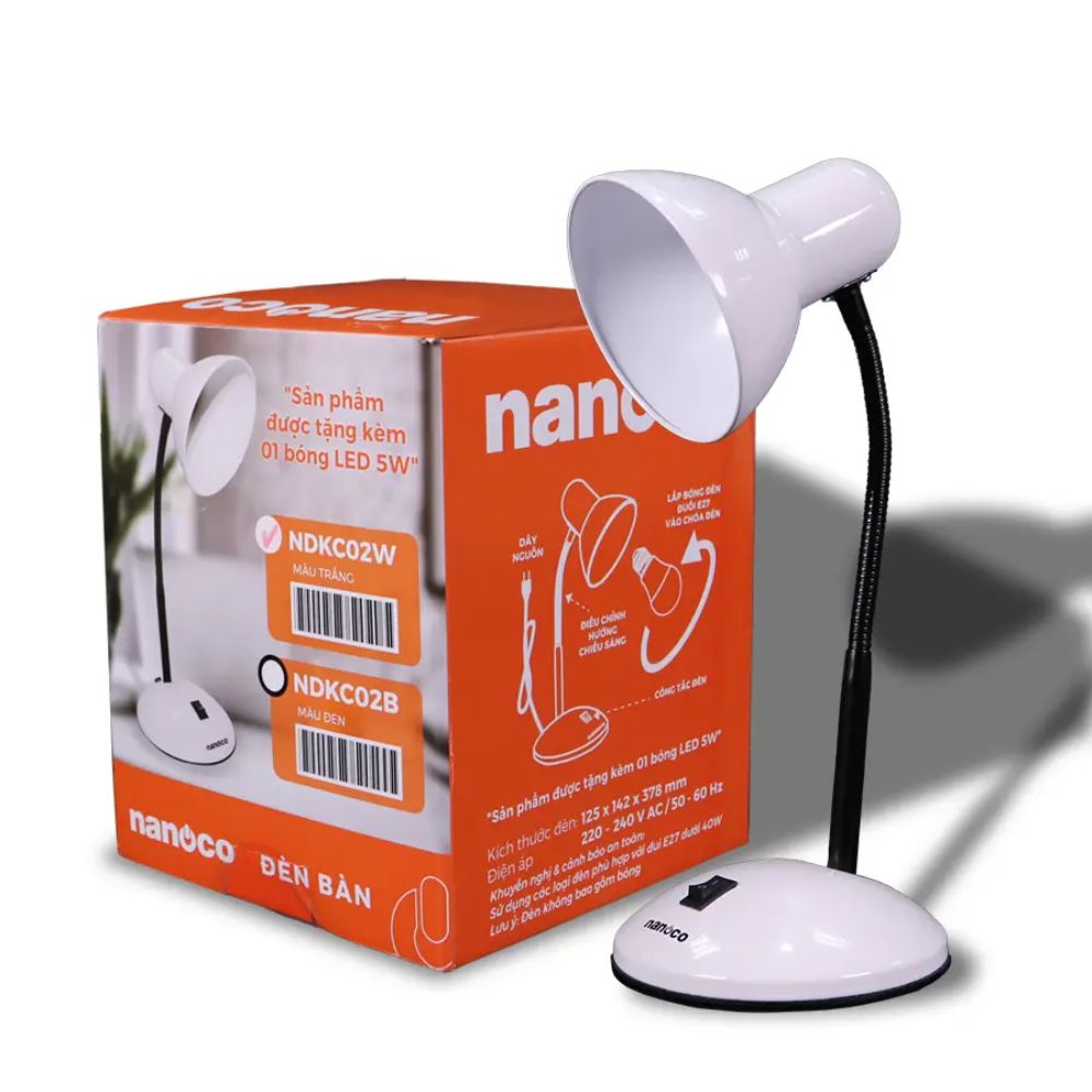 Đèn bàn trắng Nanoco NDKC02W