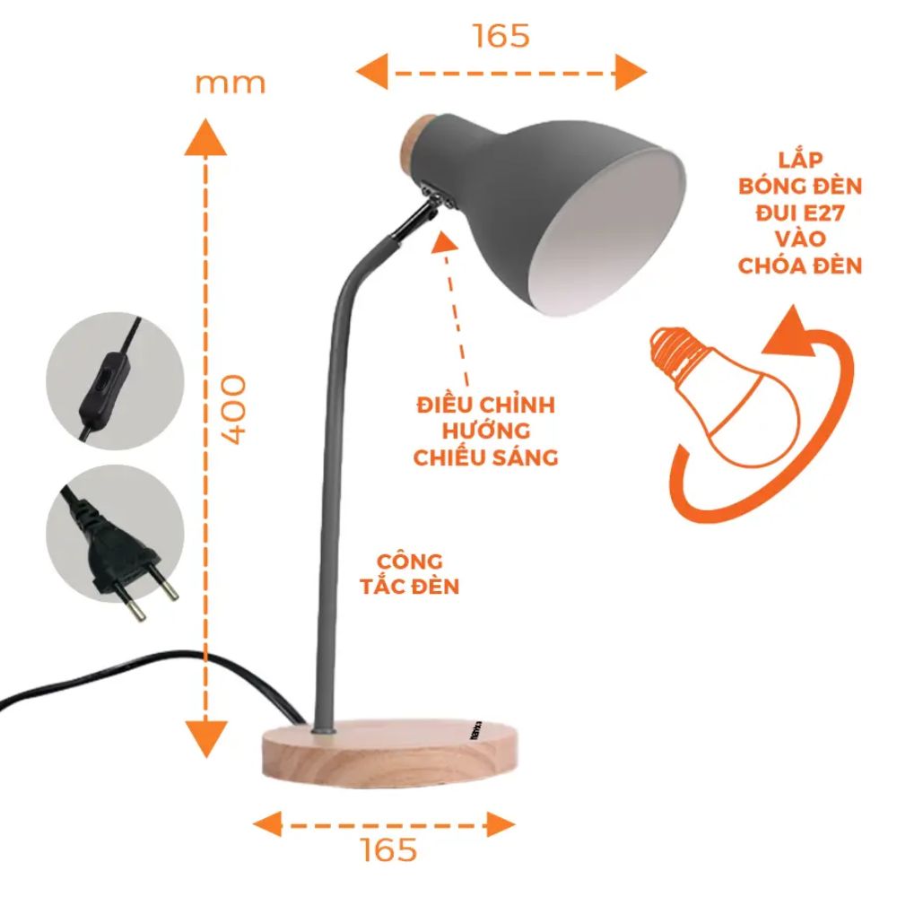Đèn LED để bàn màu xám Nanoco NDKC03WGY