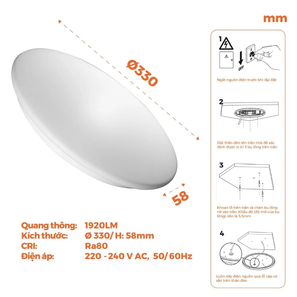 Đèn LED ốp trần chống ẩm 24W Nanoco NCL24