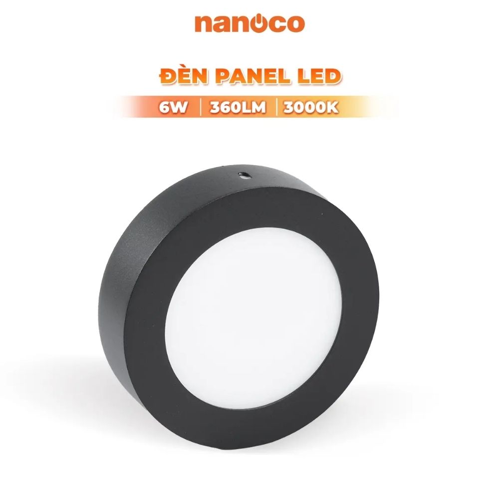 Đèn LED ốp trần nổi tròn 6W Nanoco NPL06 viền đen