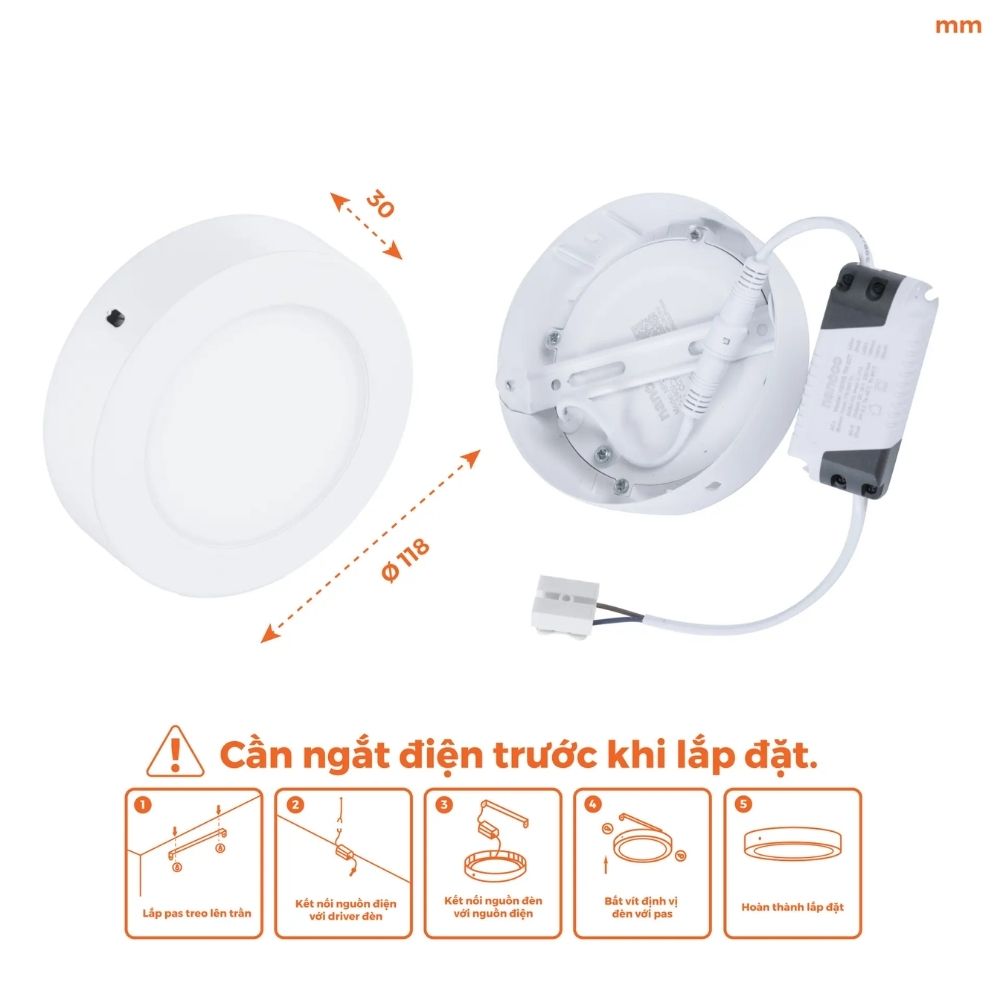 Đèn LED ốp trần nổi tròn 6W Nanoco NPL06 viền trắng