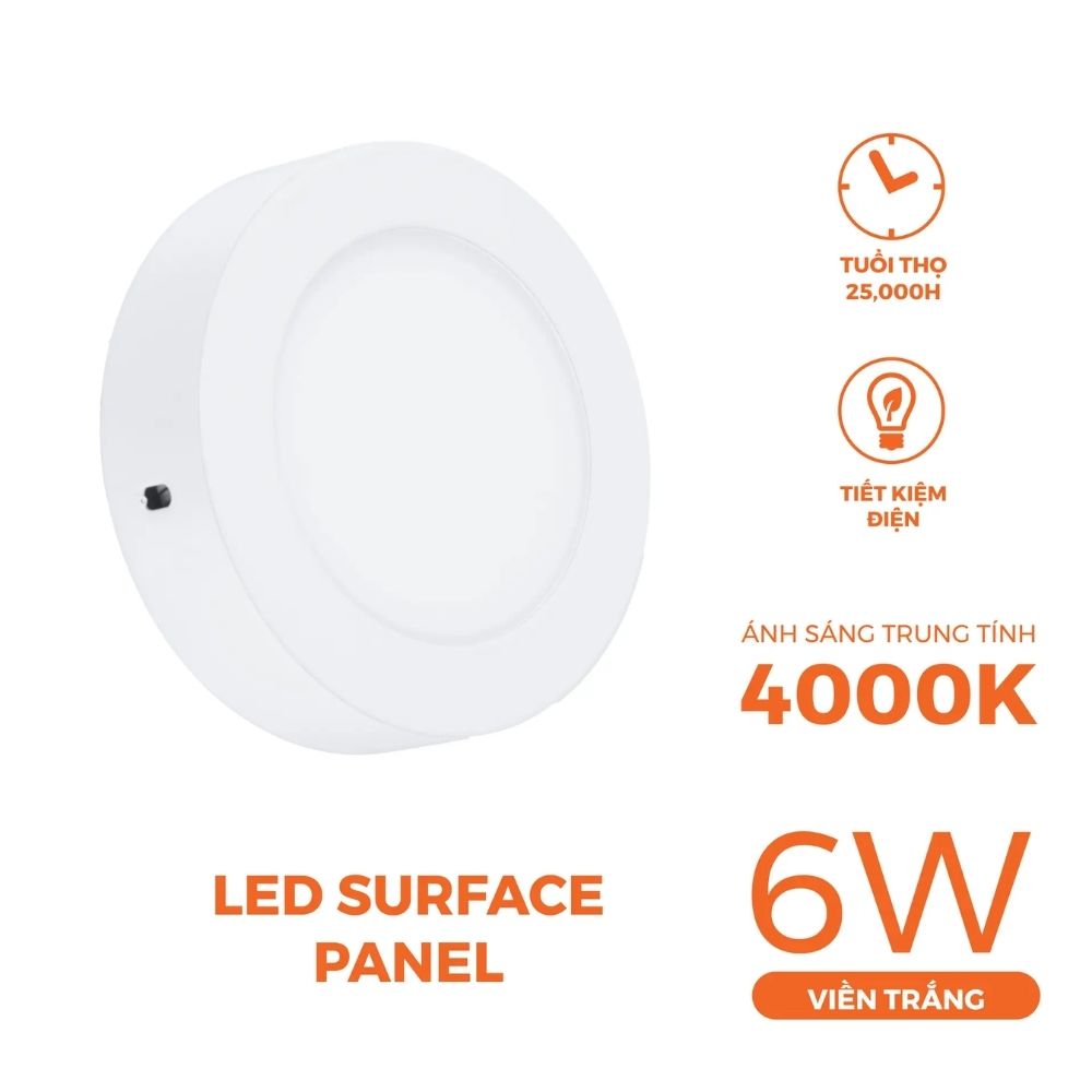 Đèn LED ốp trần nổi tròn 6W Nanoco NPL06 viền trắng