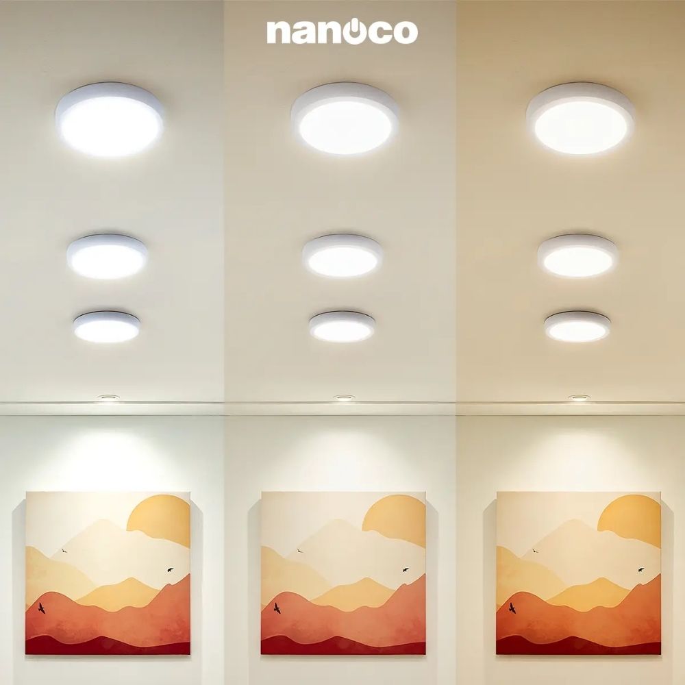 Đèn LED ốp trần nổi tròn 18W Nanoco NPL18 viền trắng