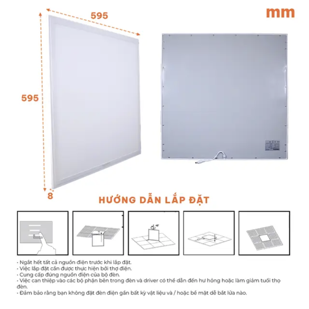 Đèn Panel Office 595x595x8.8mm 40W Nanoco NPL6063/4/6