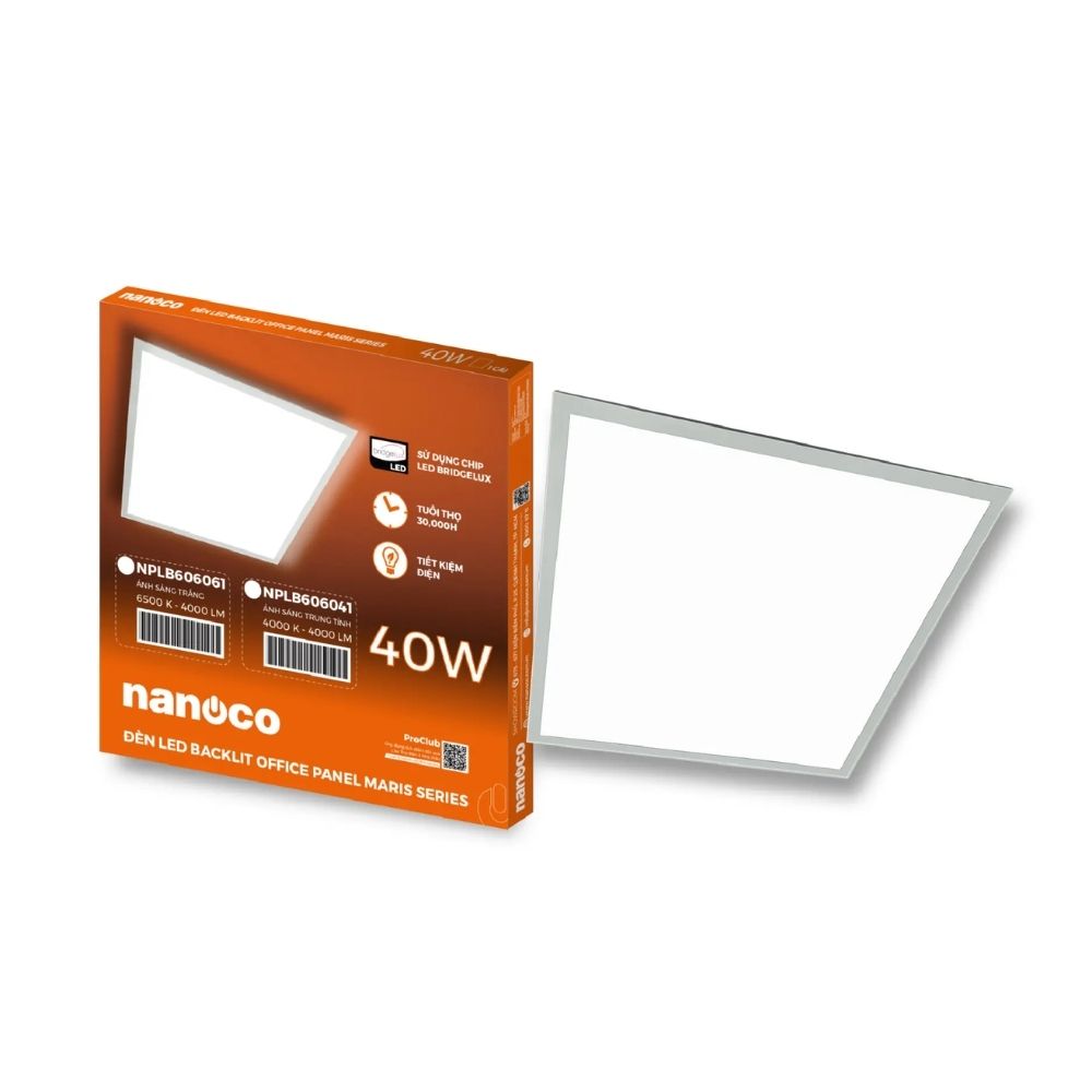Đèn LED panel office 40W Nanoco NPLB606041 / NPLB606061 Maris Series