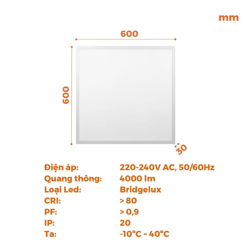 Đèn LED panel office 40W Nanoco NPLB606041 / NPLB606061 Maris Series