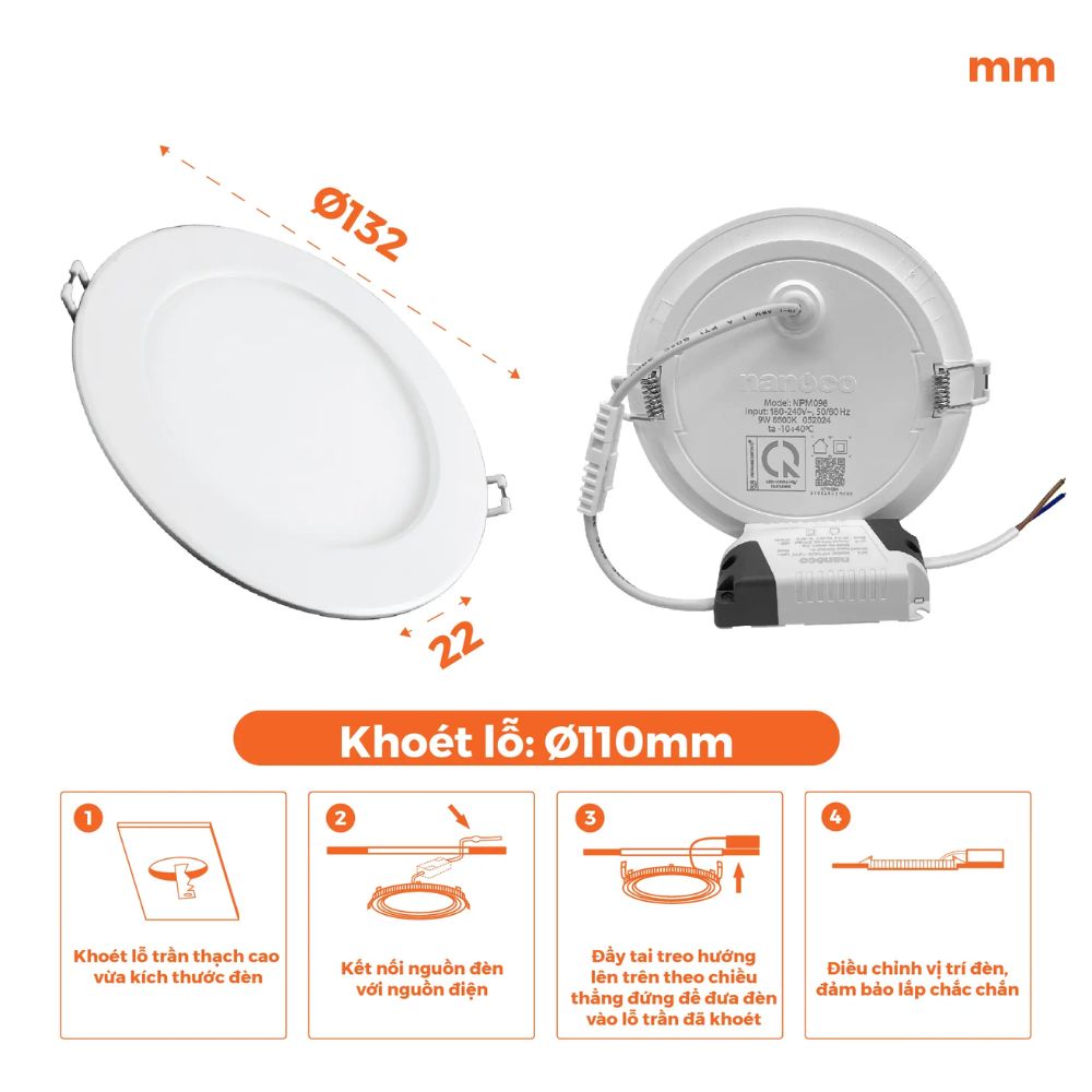 Đèn LED Slim Panel 9W Nanoco NPM09 Mira Series