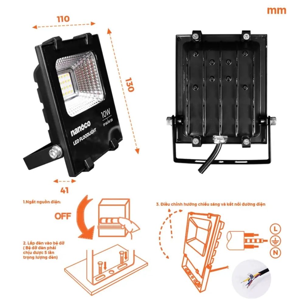 Đèn pha LED High Series 10W Nanoco NLFH0103 / NLFH0106