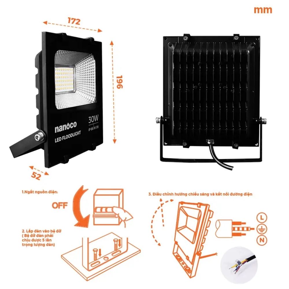 Đèn pha LED High Series 30W Nanoco NLFH0306