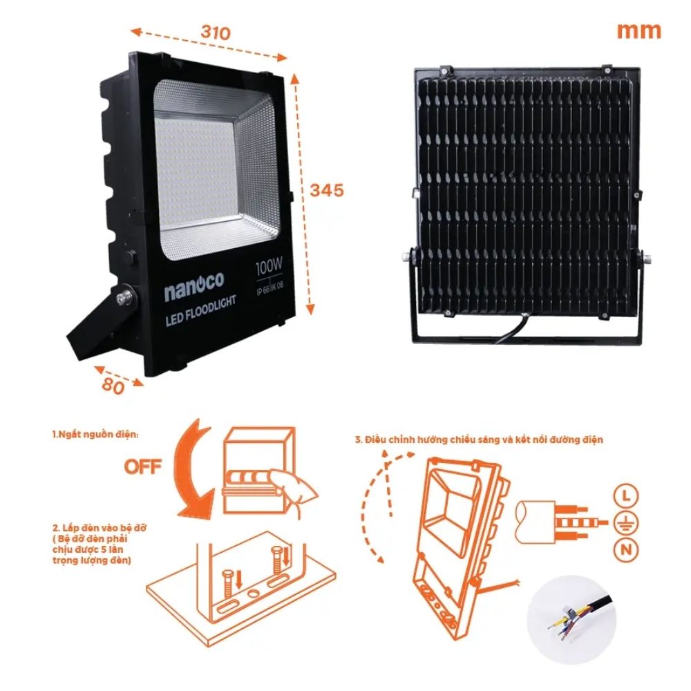 Đèn pha LED High Series 100W Nanoco NLFH1006