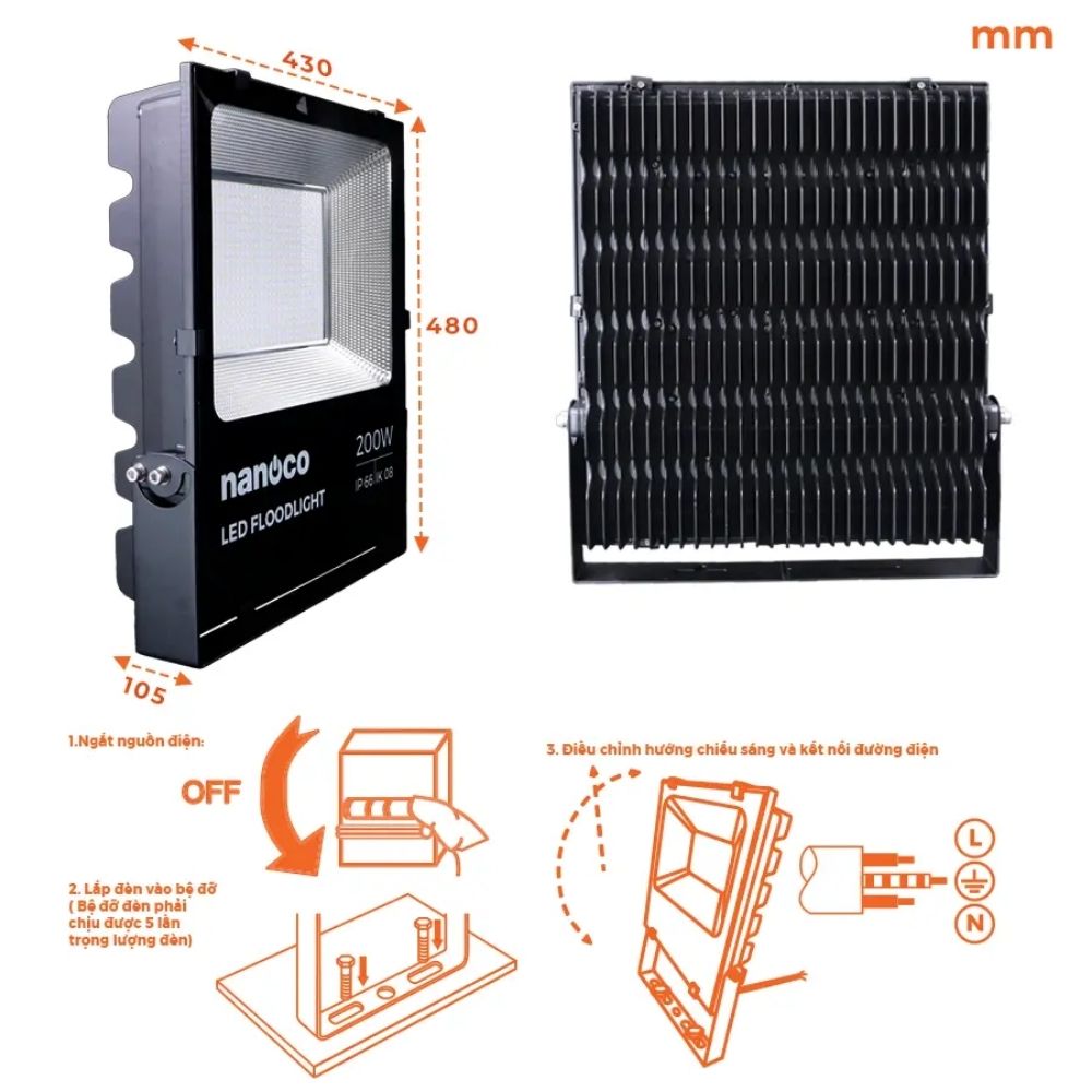 Đèn pha LED High Series 200W Nanoco NLFH2006